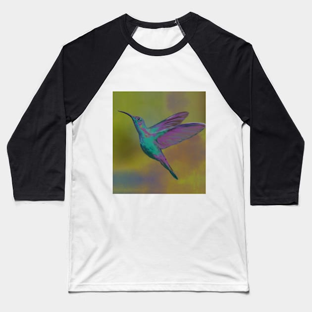 Hummingbird on Yellow Baseball T-Shirt by BenitaJayne